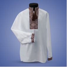 Embroidered shirt for boy "Strict Ornament" brown